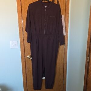 Old Navy Dark Purple Zip-Front Long Sleeve Jumpsuit XL
